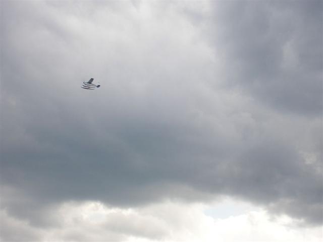 Seaplane taking off from the lake