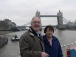 Jim and Anne on the Thames, Tower Bride in the background