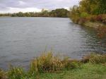 A kettle lake originally created by a massive block of melting ice.