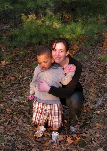 Kerri with Isaiah on a walk to the High Banks