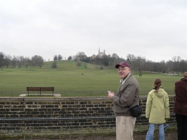 Jim sets his watch to the dropping ball at the Royal Observatory, Greenwich