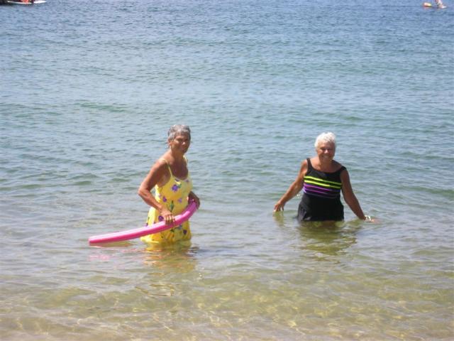 Aunt Marie and Grandma Bet in the water