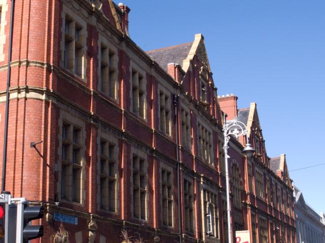 Late afternoon sun on brick. Lord Edward Street, Dublin.