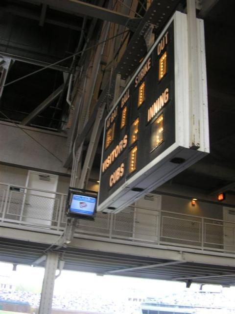 Scoreboard above our seats