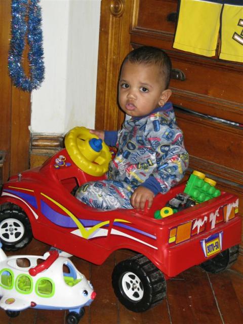 Isaiah likes his truck