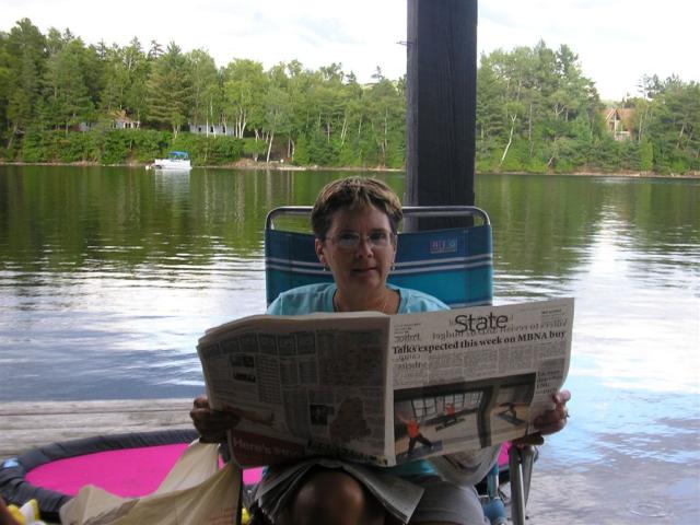 Mom relaxing on the dock