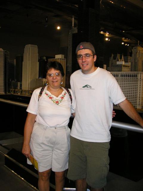 The two of us in front of a scale model of Chicago at the MSI