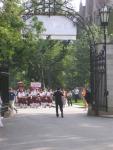 Bagpipes leading the first years to Hull Gate