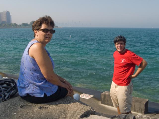 Anne and Tom on the Lake Michigan shore