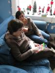 Mom and Aunt Kate peruse Christmas cards