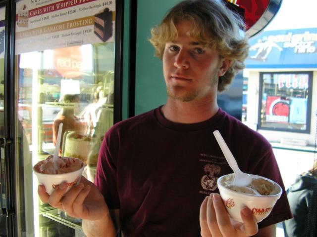 Derek, with two ice creams...I believe one is for me Derek!