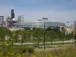 Soldier Field with the Sears Tower behind