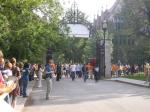 First years walking through the gate, leaving their parents behind