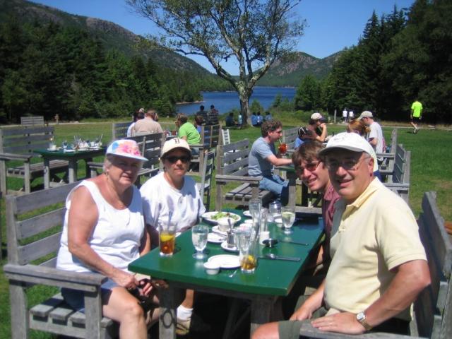 Eating lunch at Jordan Pond House - Acadia National Park