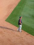 Johan Santana taking fly balls during BP