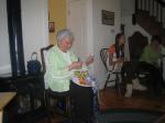 Betty making the ribbon bouquet