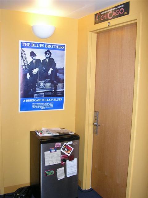 Our foyer with my fridge and decorations