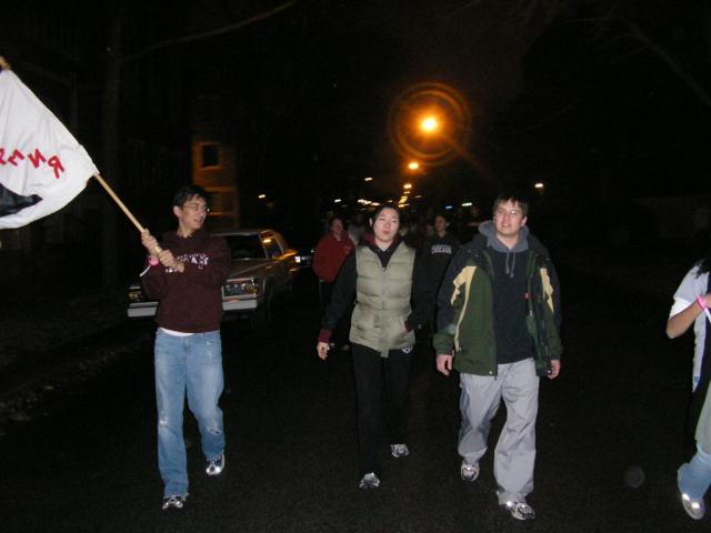 Alper marches triumphantly down 56th Street to the Point!