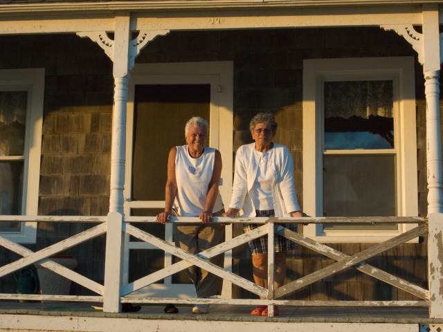 Anne's mother, Betty Fidler and her aunt Marie Kane at the beach