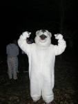 The Kuvia Polar Bear cheers the people on who are doing the Salute to the Sun