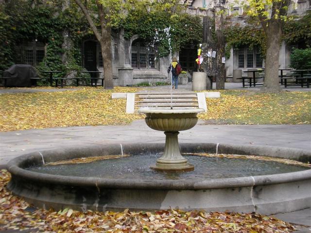 Fountain outside of the Reynold's Club on Campus.