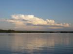 Pretty view of clouds over the Moosehead and Greenville from our dock