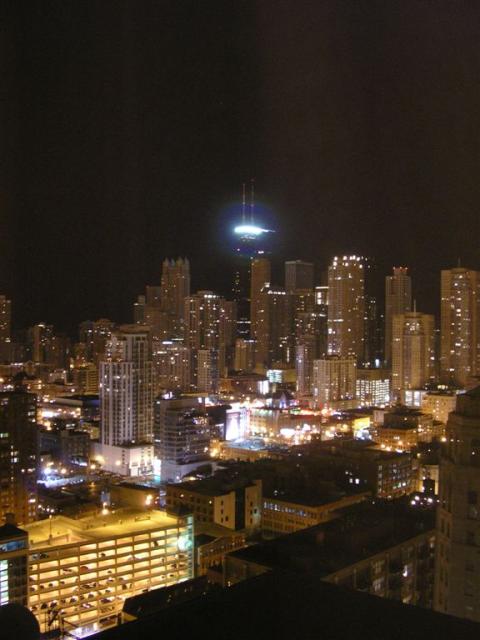 Downtown at night from our hotel room