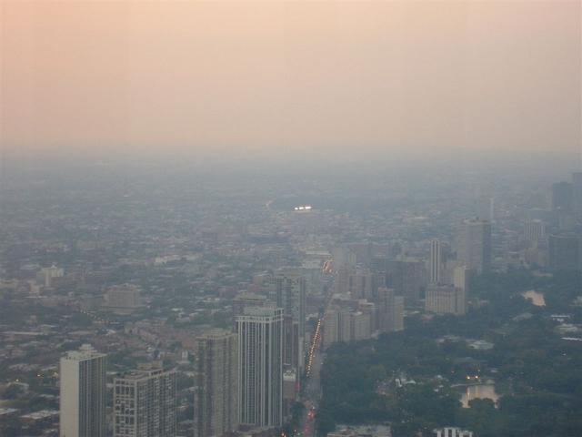 Lincoln Park and the North Side...the bright light in the distance is Wrigley Field