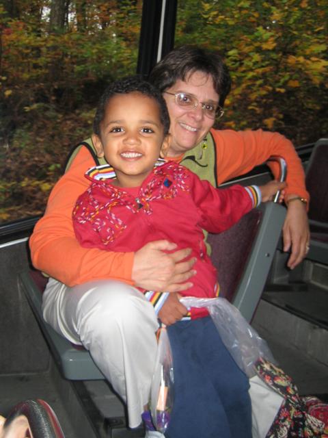 Anne and Isaiah on the Lookout Mountain train