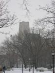 Rockefeller Chapel peaks its head out in the snow