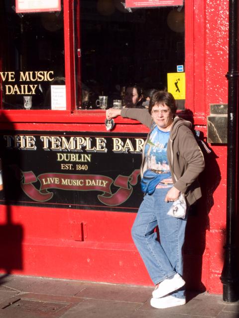 Anne in (and at) the Temple Bar.