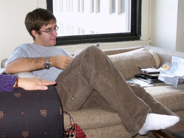 Tom in his dorm room