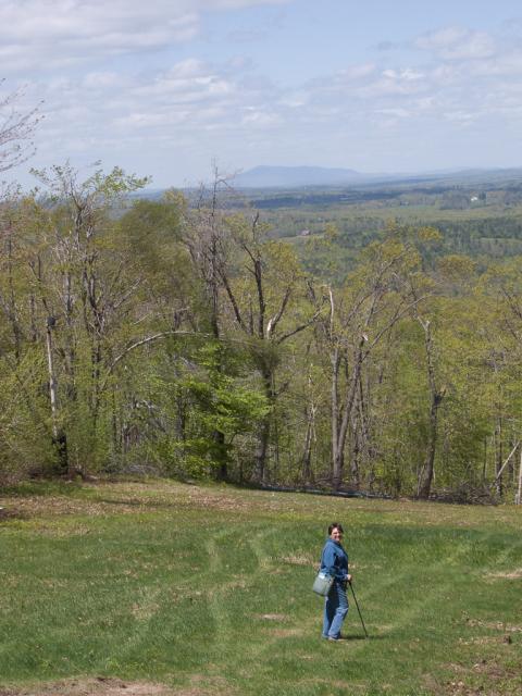 Geocaching on Mt. Wachusett, with Mt. Monadnock in the background