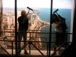 Liz and Sheila window washing