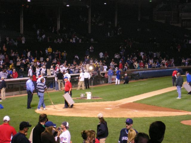 Jacque Jones (11) doing his interviews after his amazing home run