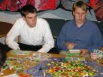 Max and John (RH) engrossed in the suspense of Settlers.