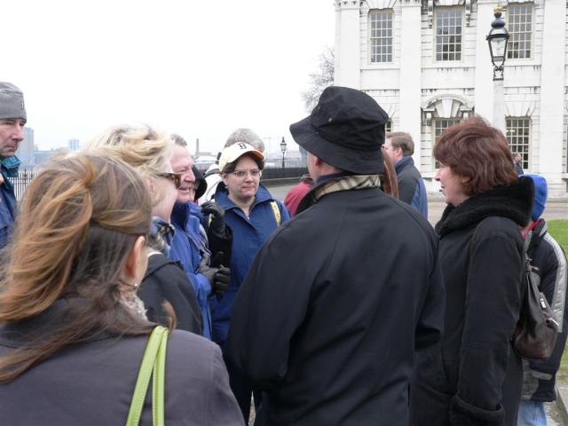 Anne listens to Gillian, our London Walks guide