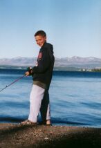 Mark fishing at Yellowstone Lake